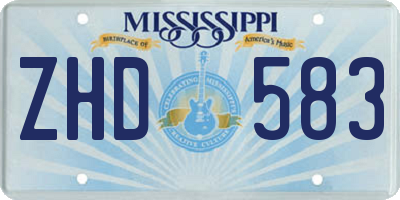 MS license plate ZHD583