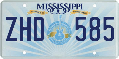 MS license plate ZHD585