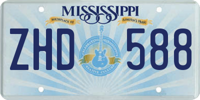 MS license plate ZHD588