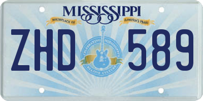 MS license plate ZHD589