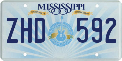 MS license plate ZHD592