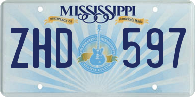 MS license plate ZHD597