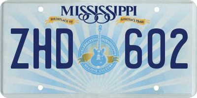 MS license plate ZHD602