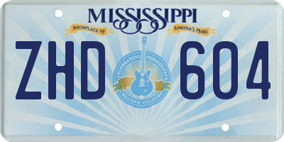 MS license plate ZHD604