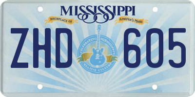 MS license plate ZHD605