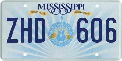 MS license plate ZHD606