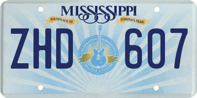 MS license plate ZHD607