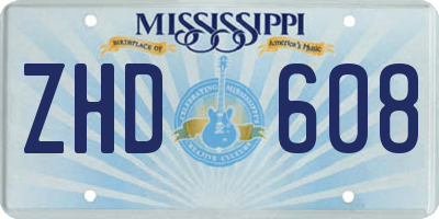 MS license plate ZHD608