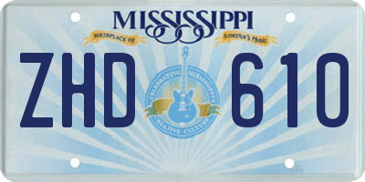 MS license plate ZHD610