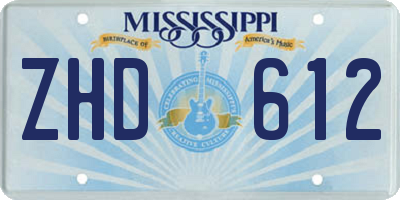 MS license plate ZHD612
