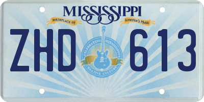 MS license plate ZHD613