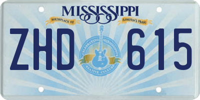 MS license plate ZHD615