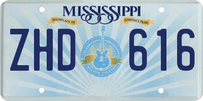 MS license plate ZHD616