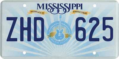 MS license plate ZHD625