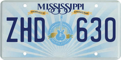 MS license plate ZHD630