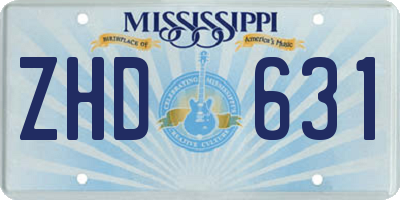 MS license plate ZHD631