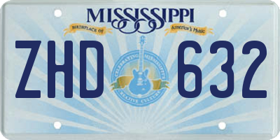 MS license plate ZHD632