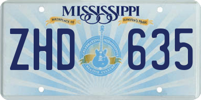 MS license plate ZHD635