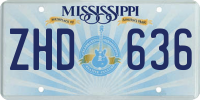 MS license plate ZHD636