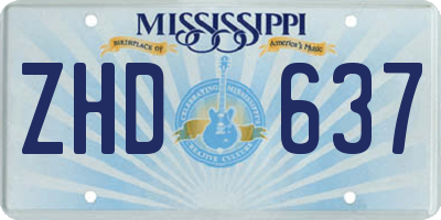 MS license plate ZHD637