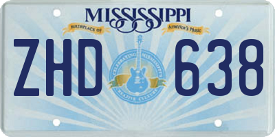 MS license plate ZHD638