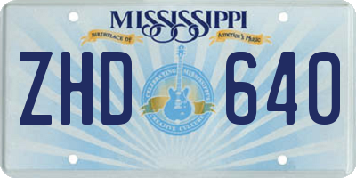 MS license plate ZHD640
