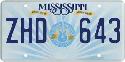 MS license plate ZHD643