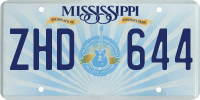 MS license plate ZHD644