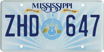 MS license plate ZHD647