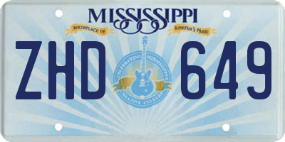 MS license plate ZHD649