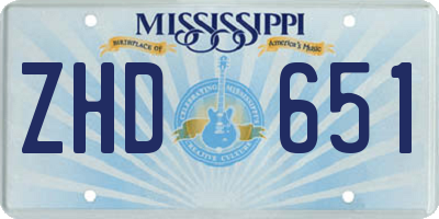 MS license plate ZHD651