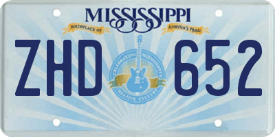 MS license plate ZHD652