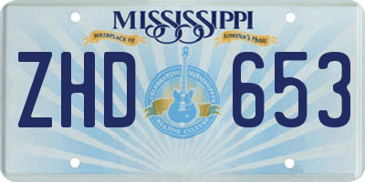 MS license plate ZHD653