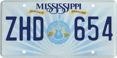 MS license plate ZHD654