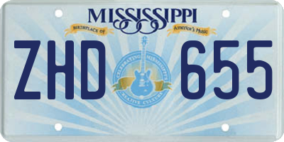 MS license plate ZHD655