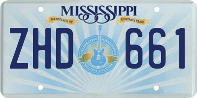 MS license plate ZHD661