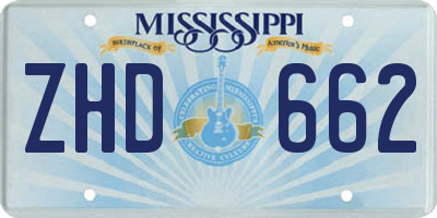 MS license plate ZHD662
