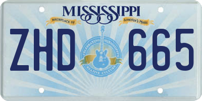 MS license plate ZHD665