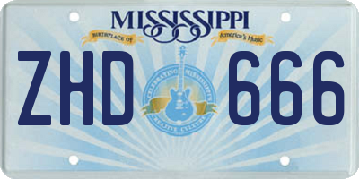 MS license plate ZHD666