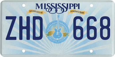 MS license plate ZHD668