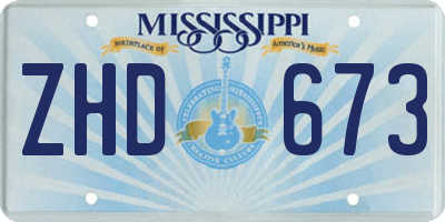 MS license plate ZHD673