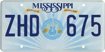 MS license plate ZHD675
