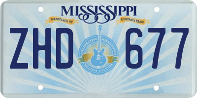 MS license plate ZHD677