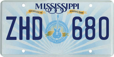 MS license plate ZHD680
