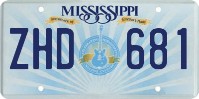 MS license plate ZHD681