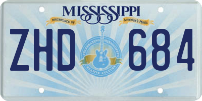 MS license plate ZHD684