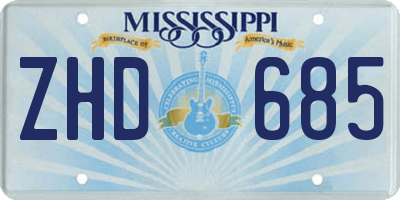 MS license plate ZHD685