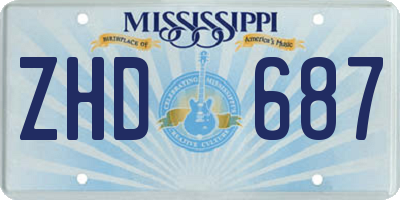 MS license plate ZHD687