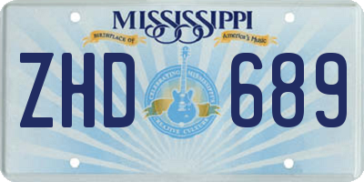 MS license plate ZHD689