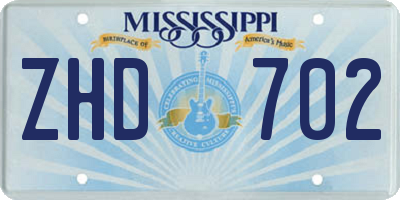 MS license plate ZHD702